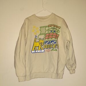 MArket Cream Graphic Crewneck Sweater Cat VERY THICK AND HEAVY